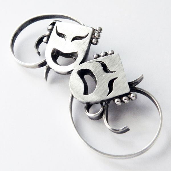 Comedy Tragedy mask brooch