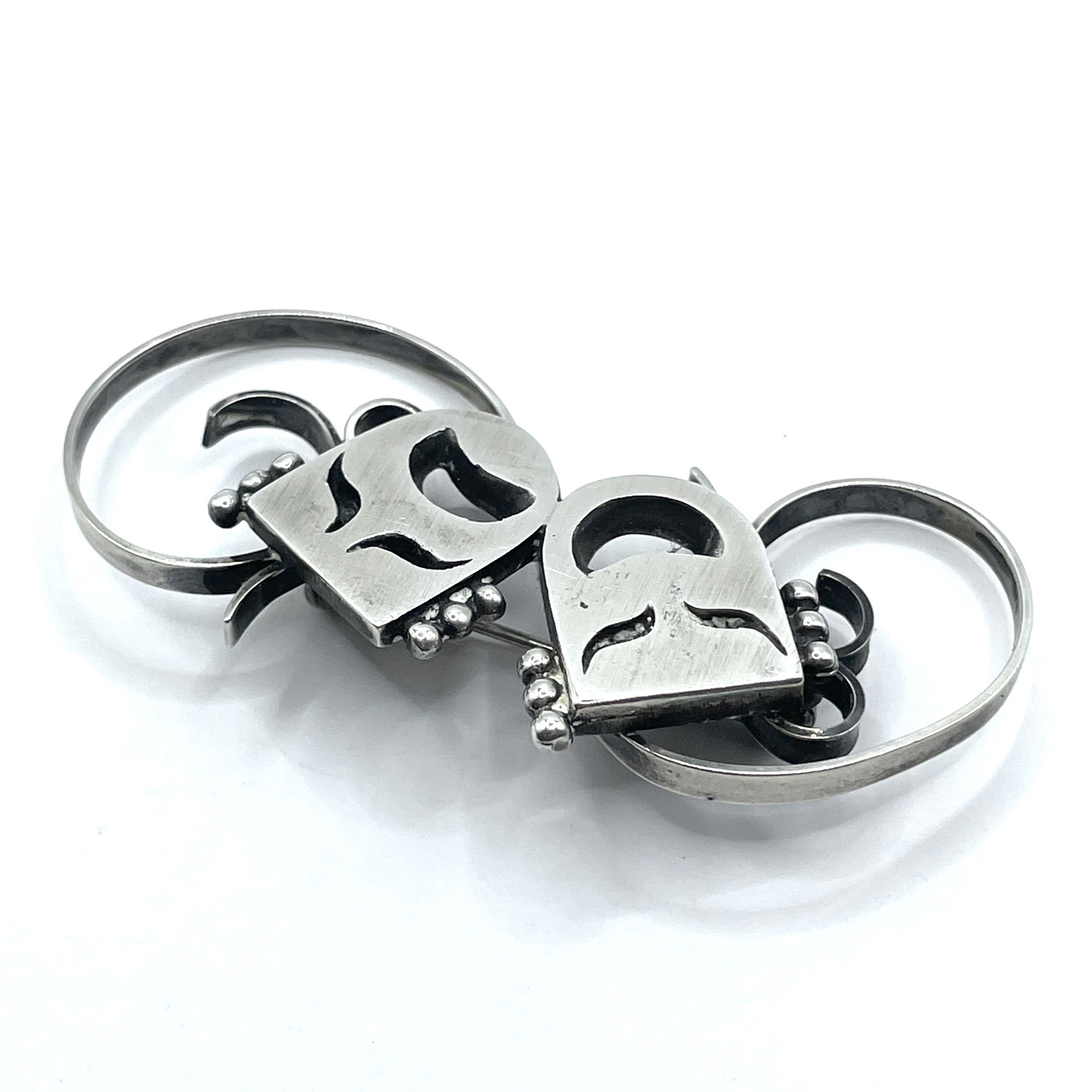 Comedy Tragedy mask brooch