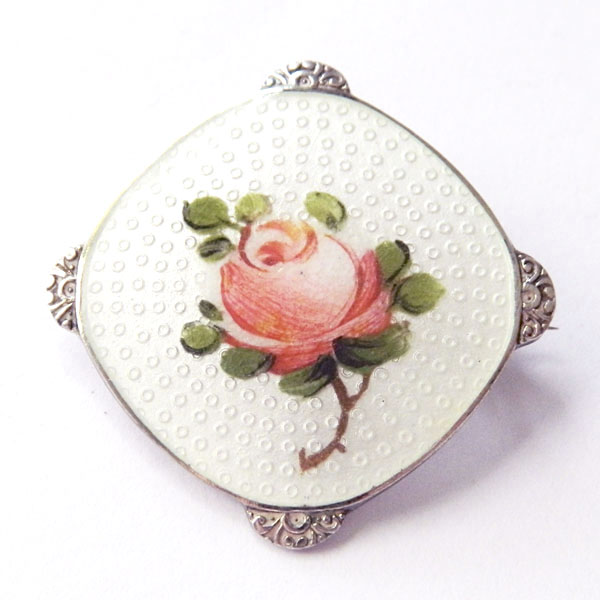 Sterling silver rose brooch