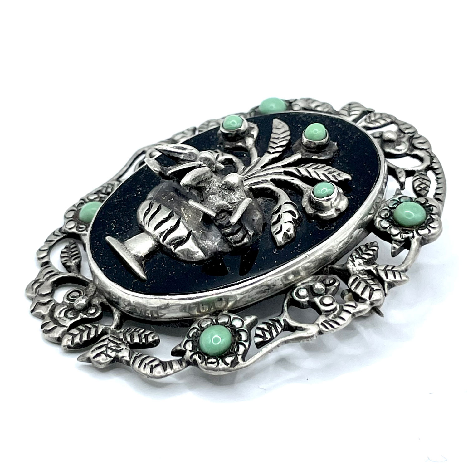 Sterling flower pot brooch