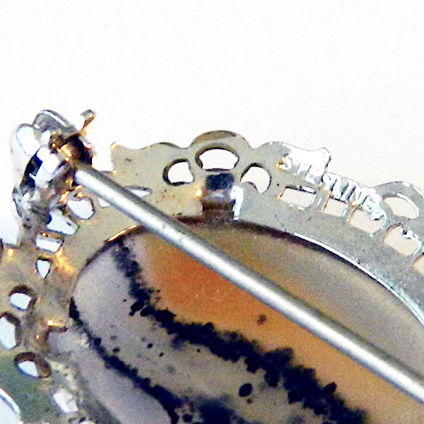 Sterling moss agate brooch
