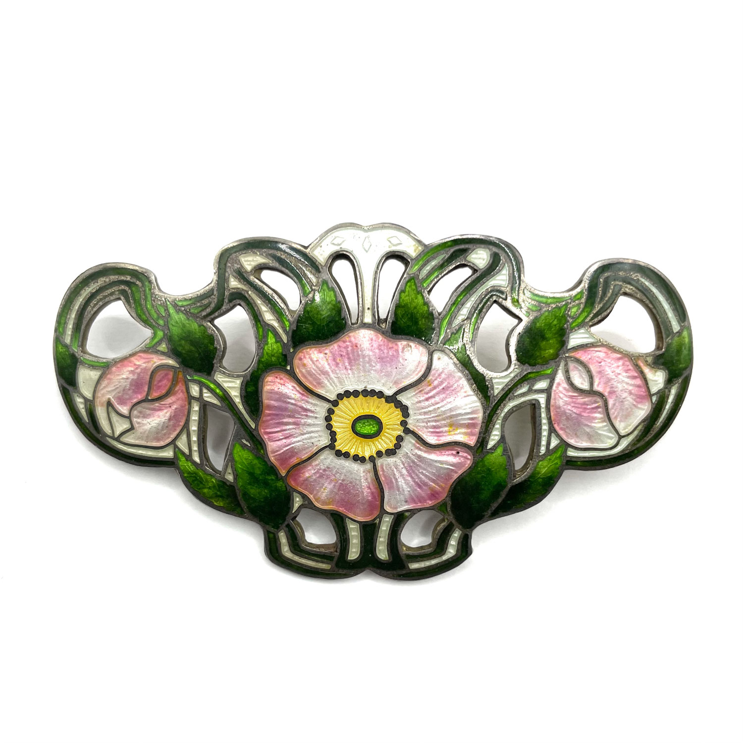 Sterling silver pansy brooch