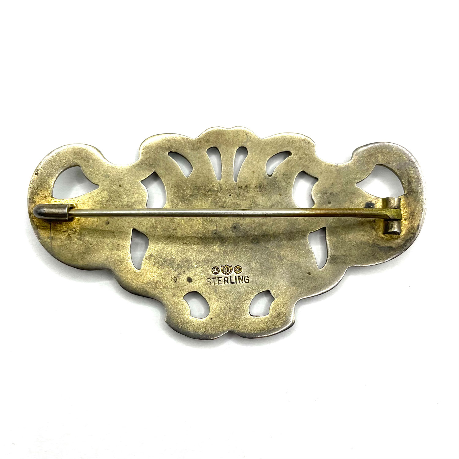Sterling silver pansy brooch