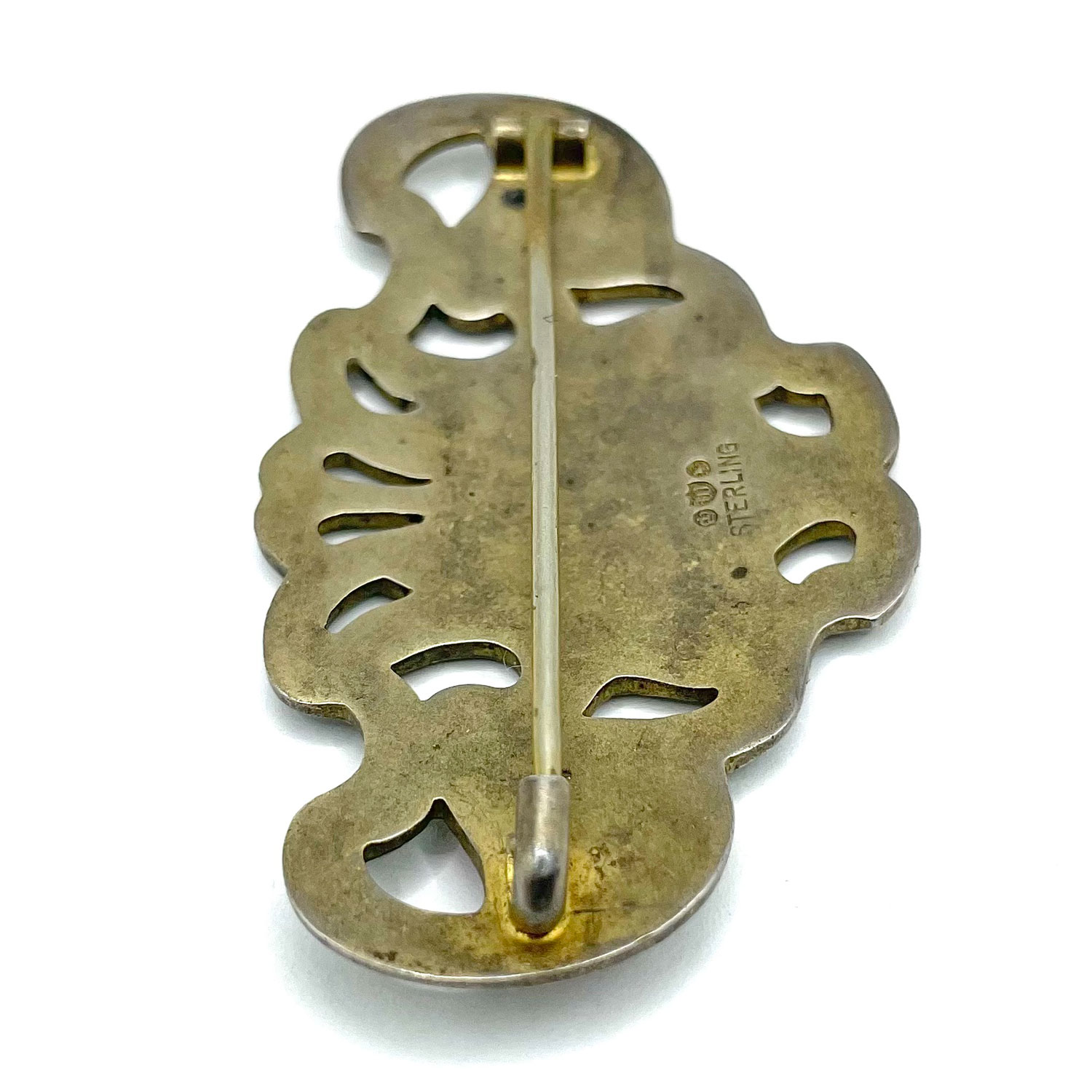 Sterling silver pansy brooch