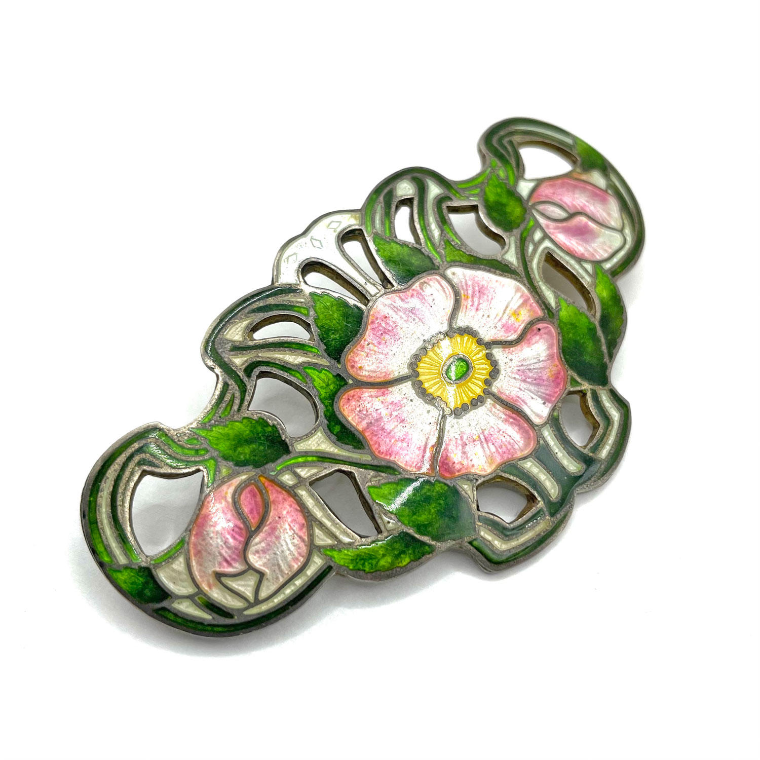 antique enameled brooch