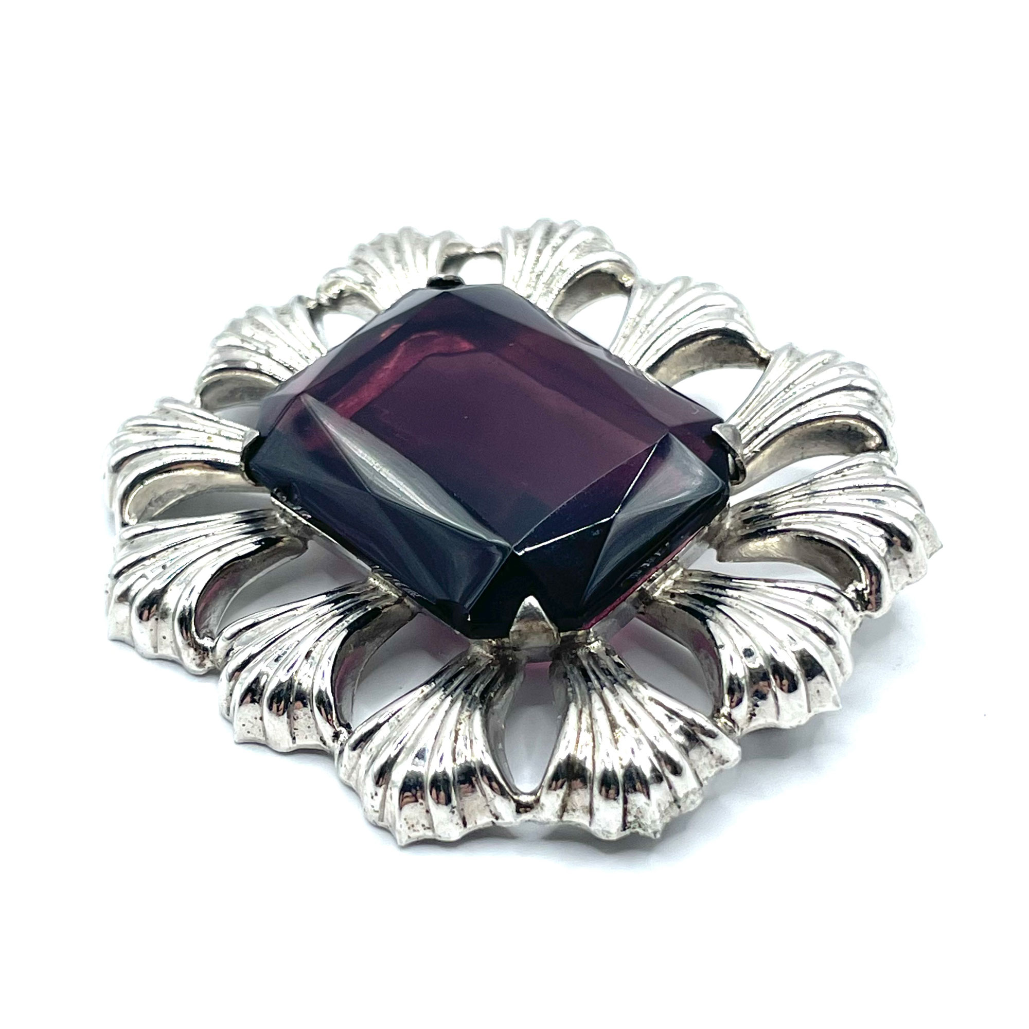 sterling amethyst brooch