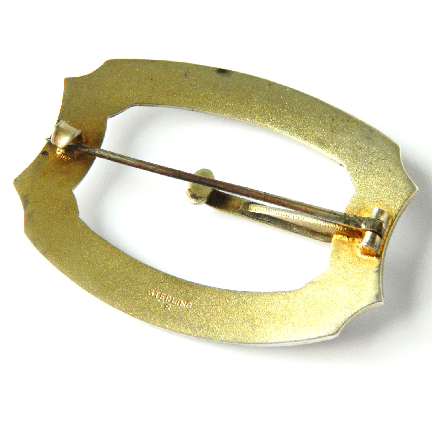 Sterling belt buckle brooch