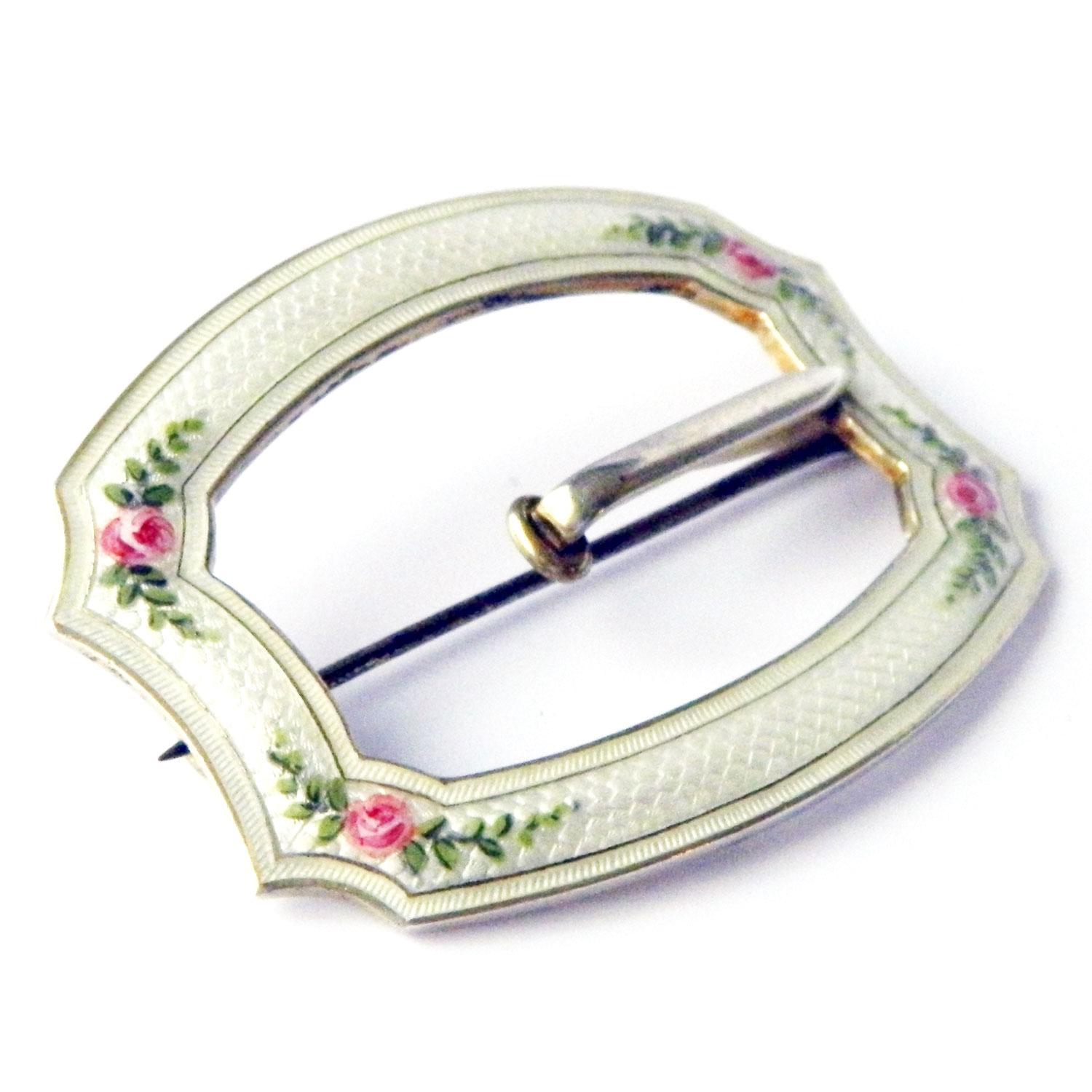 Sterling belt buckle brooch