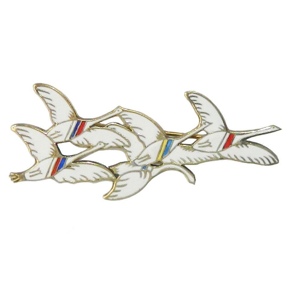 Sterling enameled goose brooch