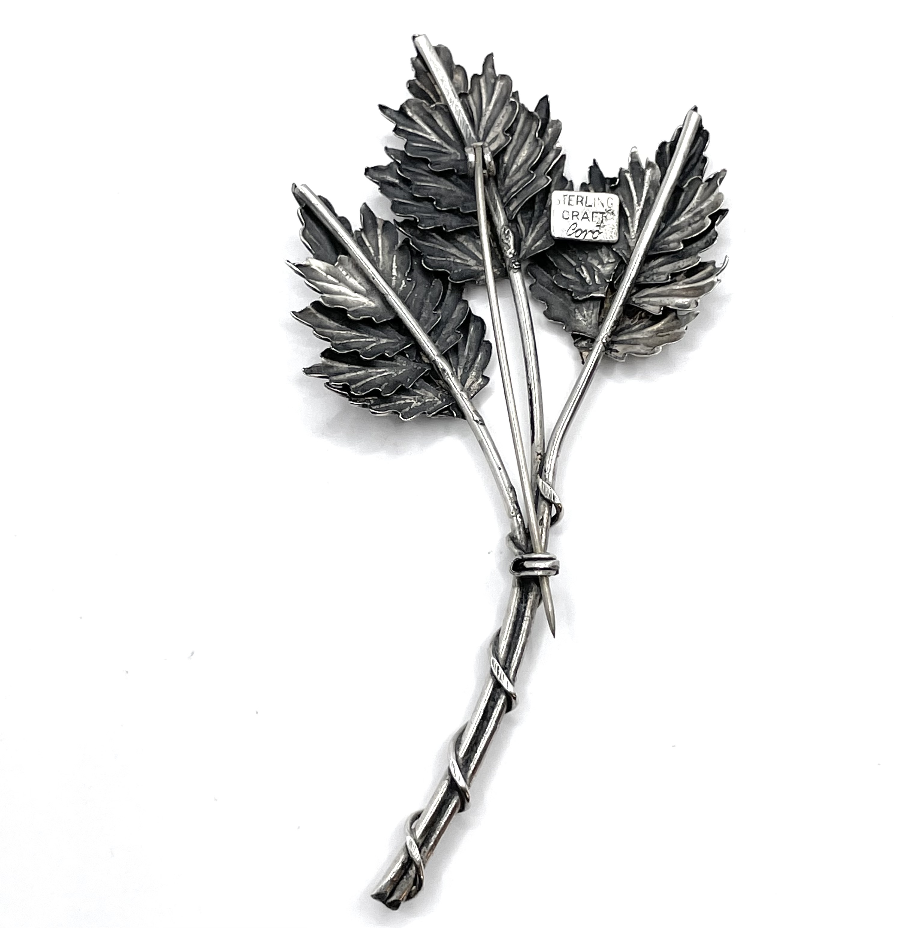 1940s Coro Sterling Floral Brooch