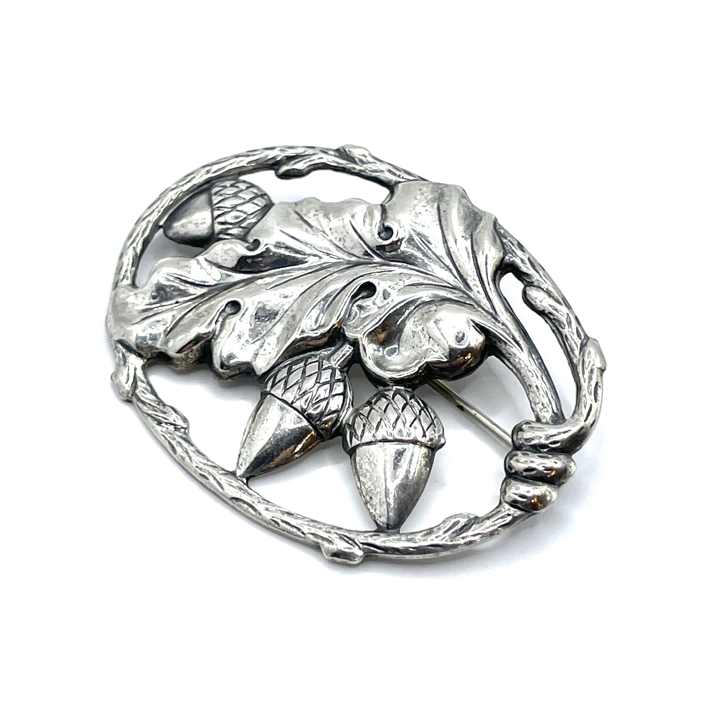 Danecraft Sterling Oak and Acorn Brooch