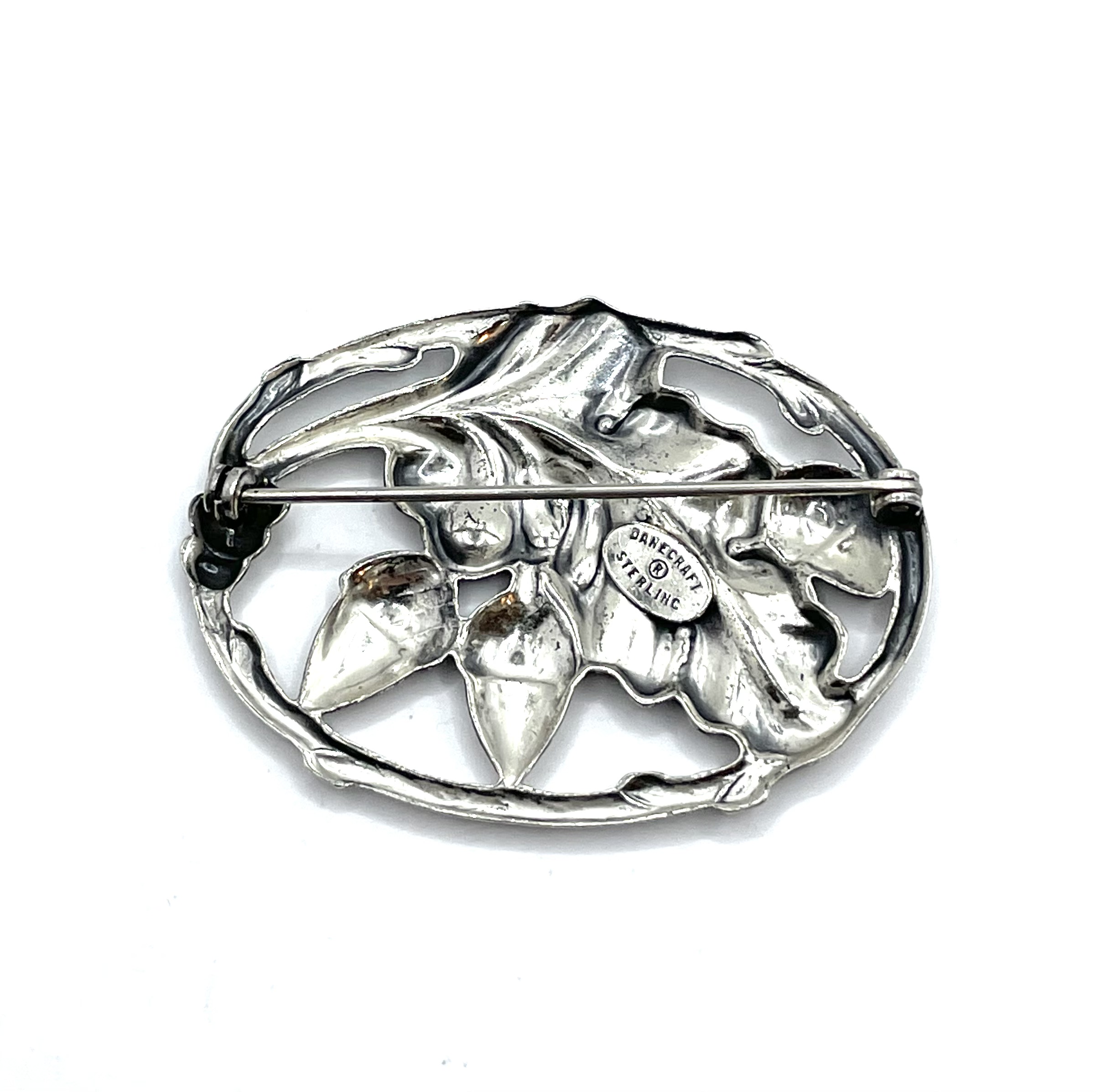 Sterling Oak and Acorn Brooch