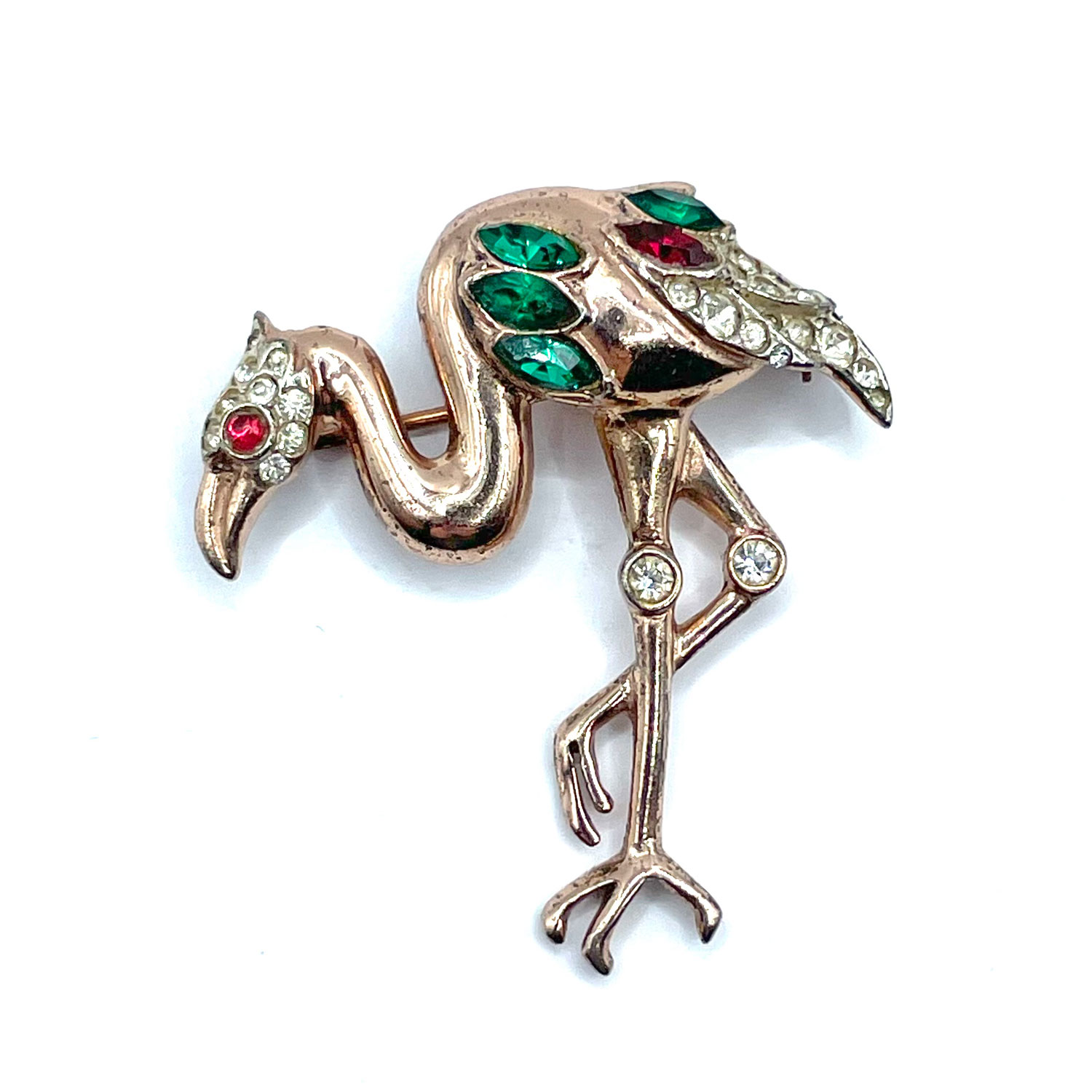 1940s Sterling Flamingo Brooch