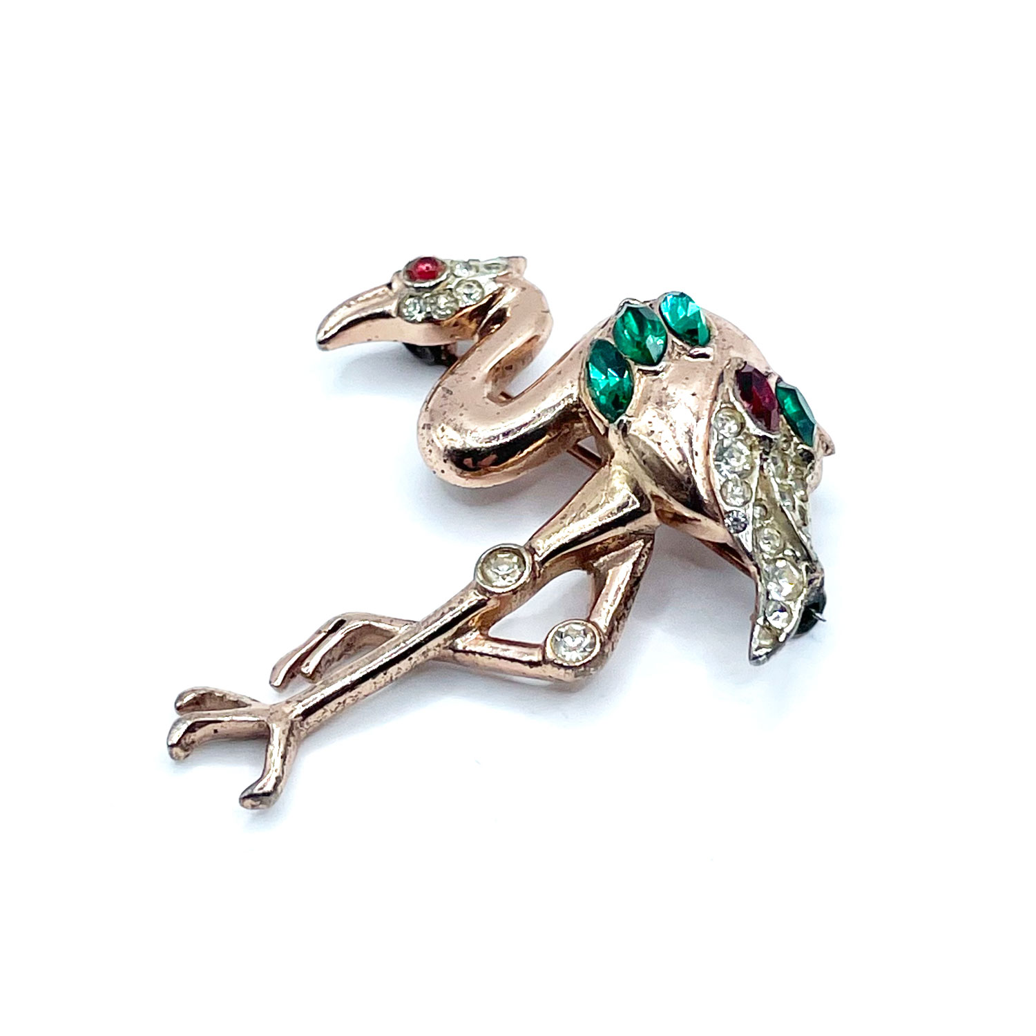 1940s Sterling Flamingo Brooch