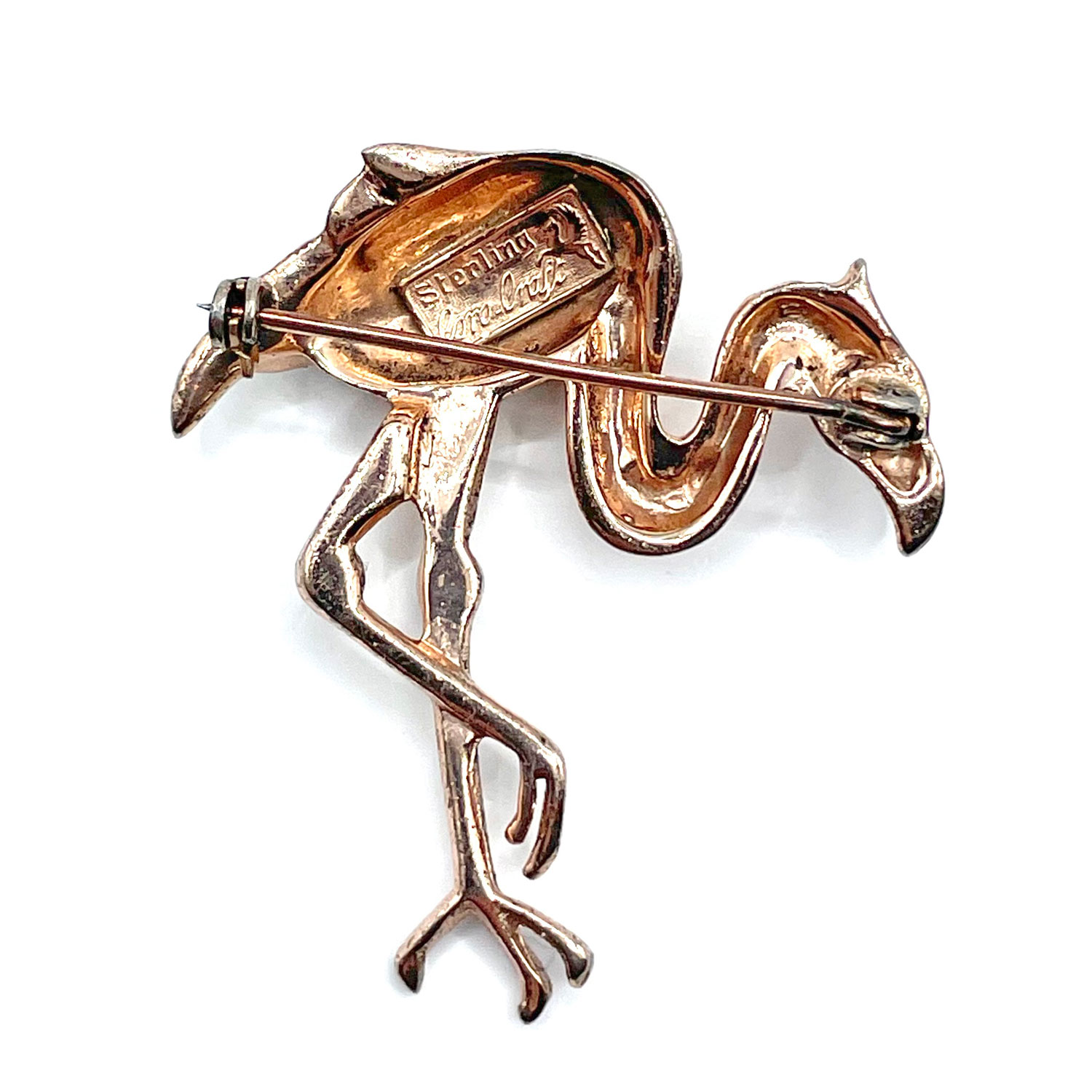 1940s Sterling Flamingo Brooch