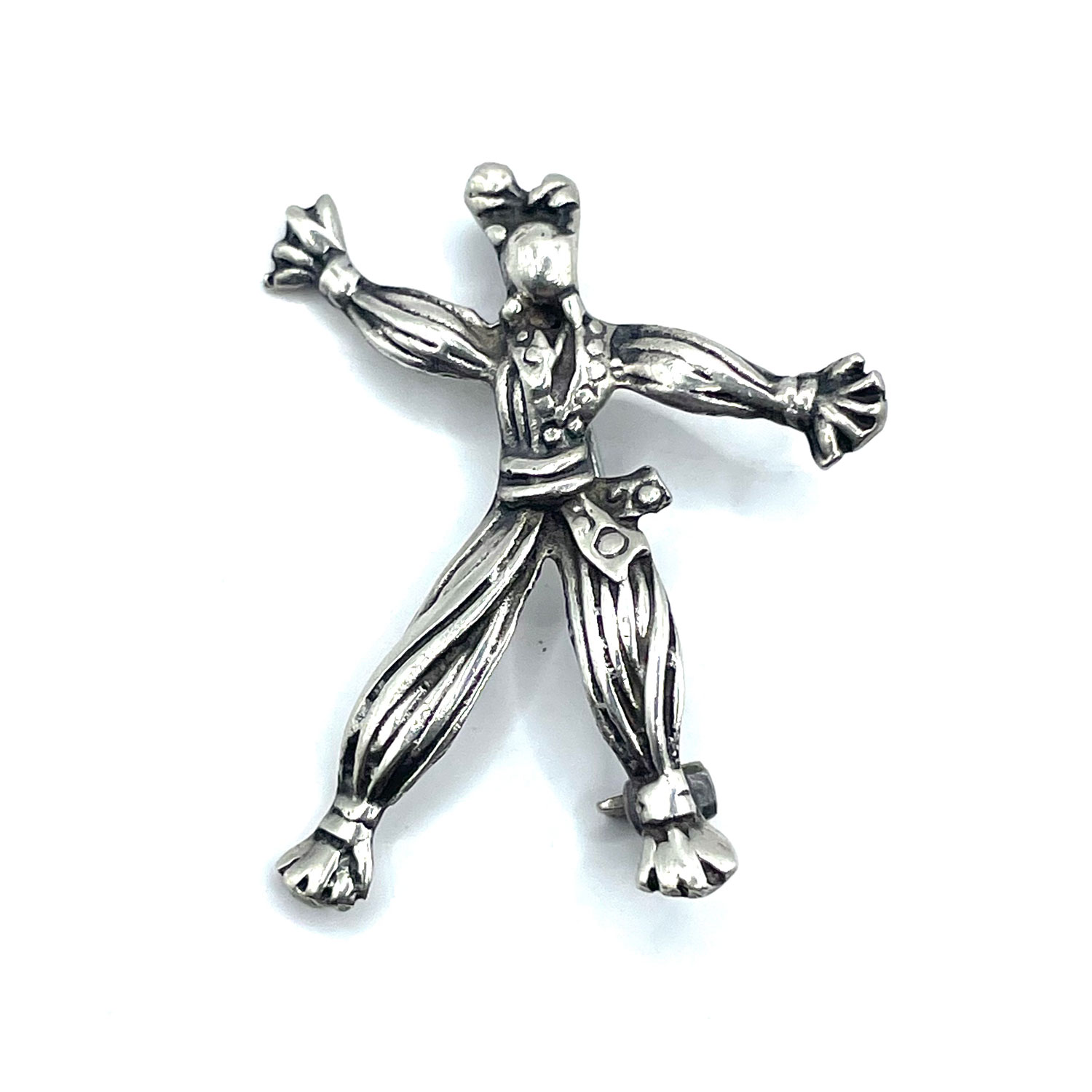 1940s sterling rag doll brooch