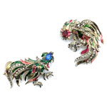 Eisenberg rooster brooch set