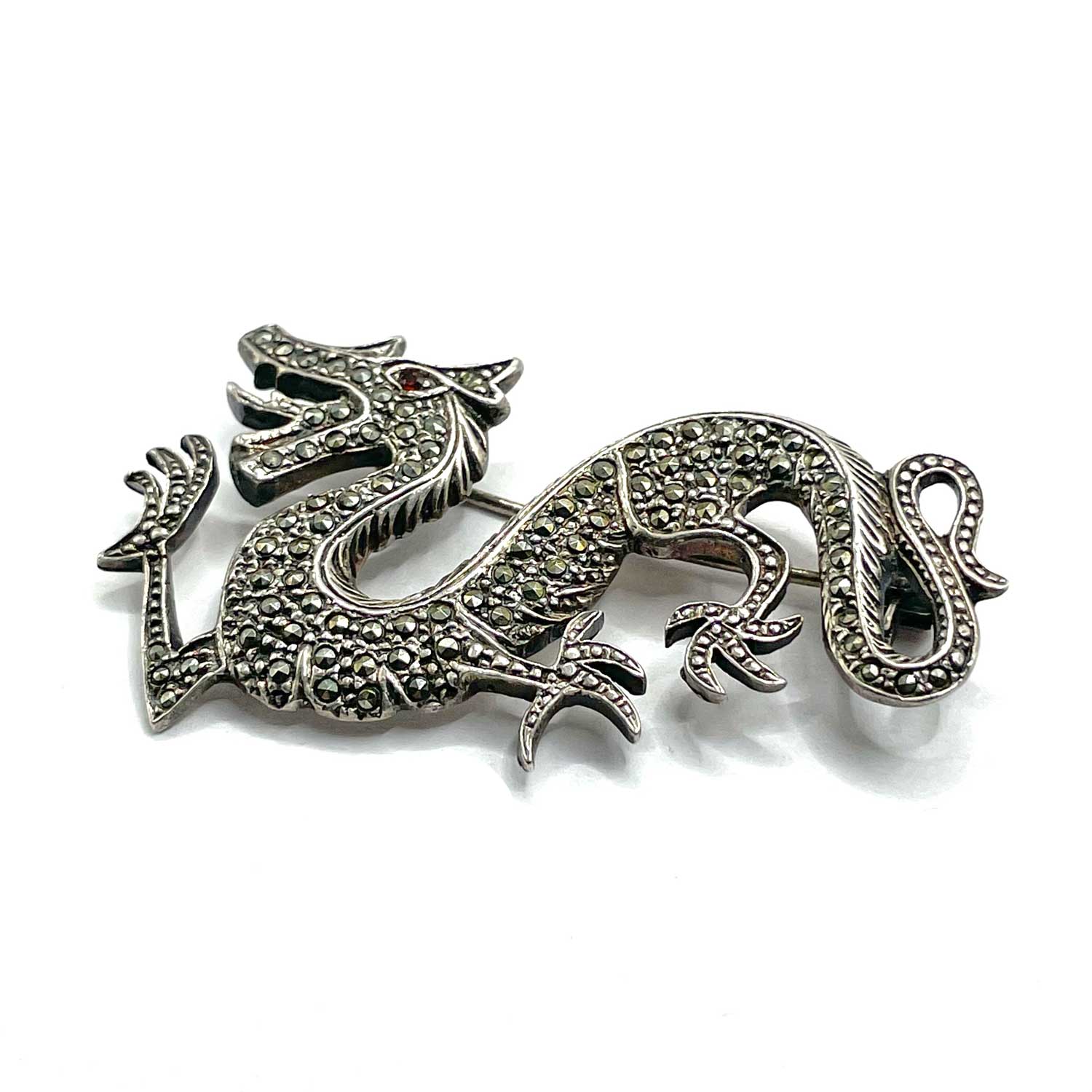 Sterling silver dragon brooch