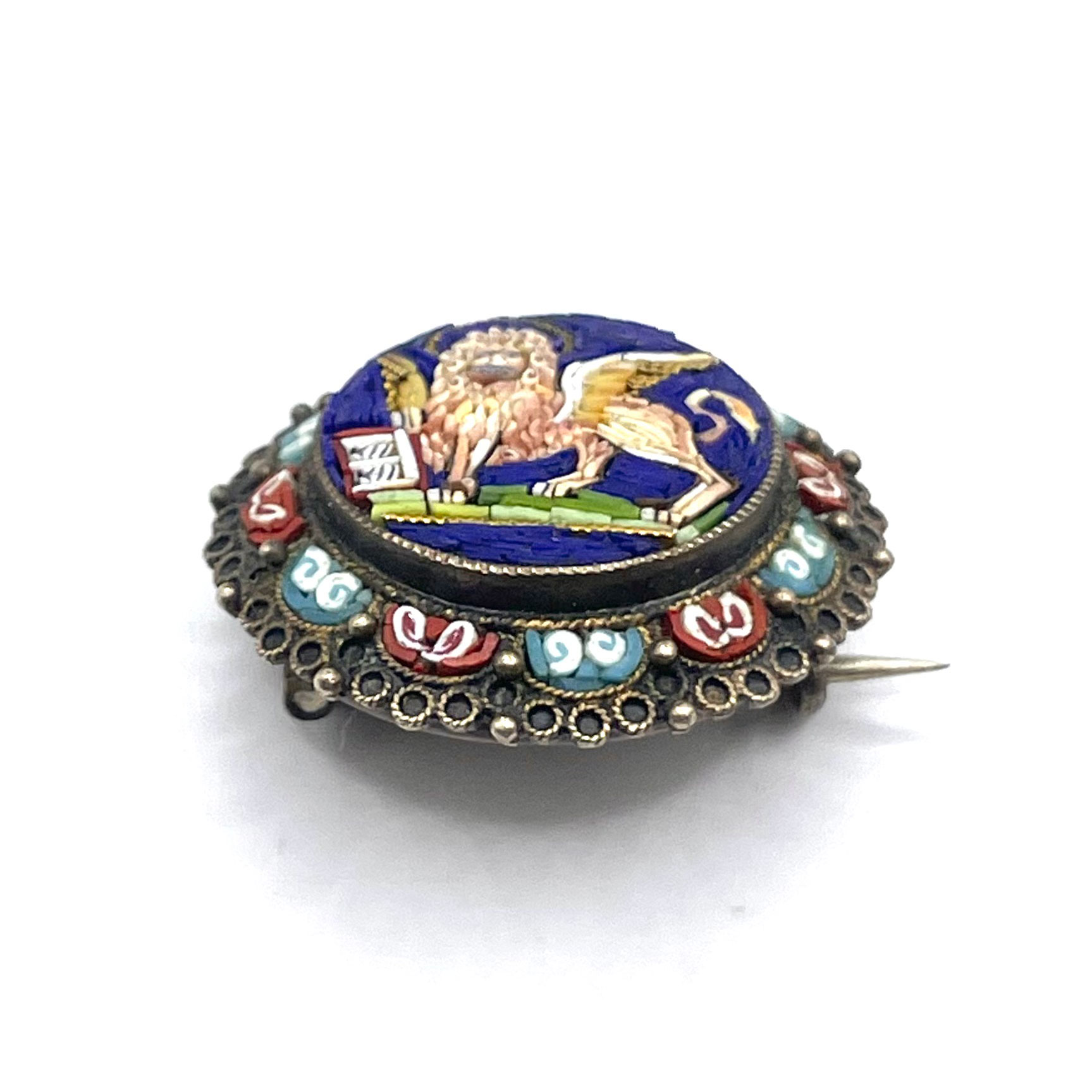 antique micro mosaic brooch