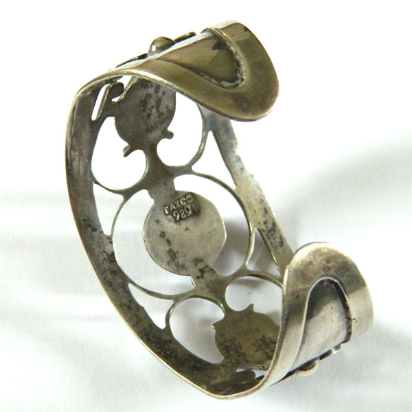 Mexican silver amethyst cuff bracelet
