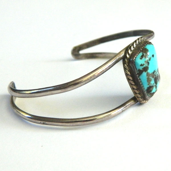 Navajo silver turquoise cuff bracelet