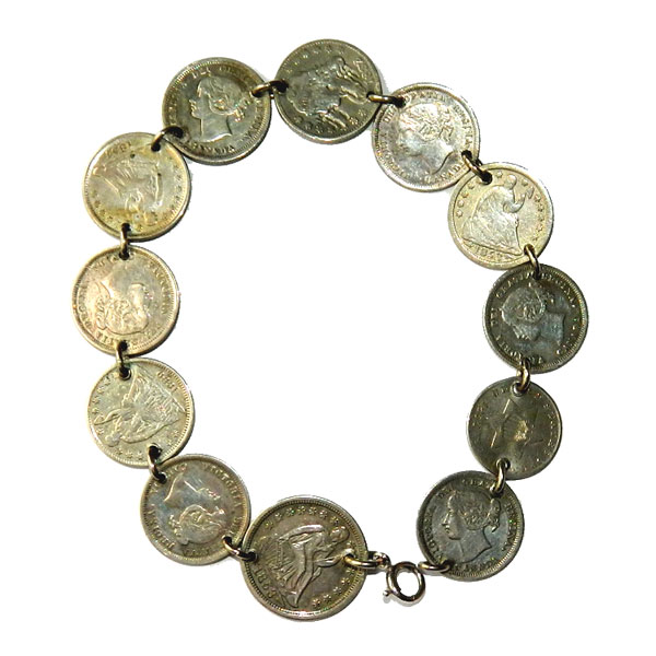 Dime coin silver bracelet
