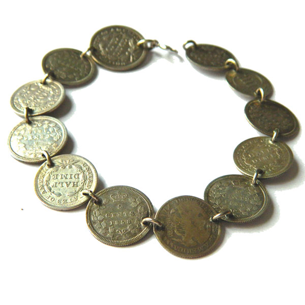 Dime coin silver bracelet
