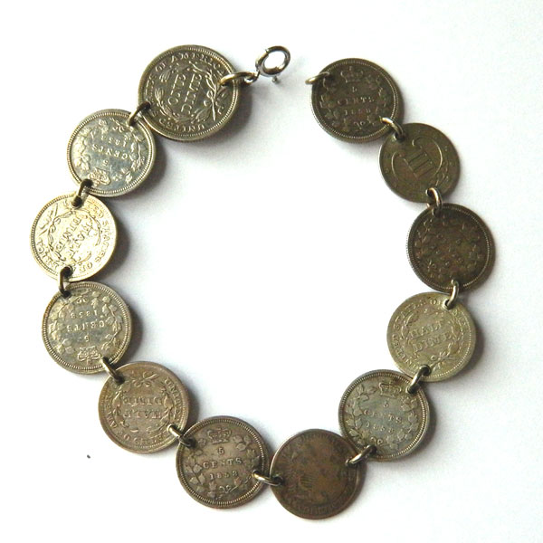 Dime coin silver bracelet