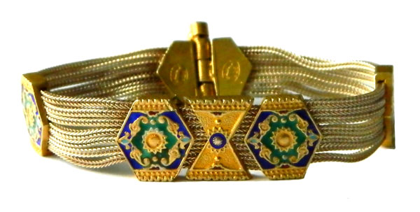 Danish enameled silver bracelet