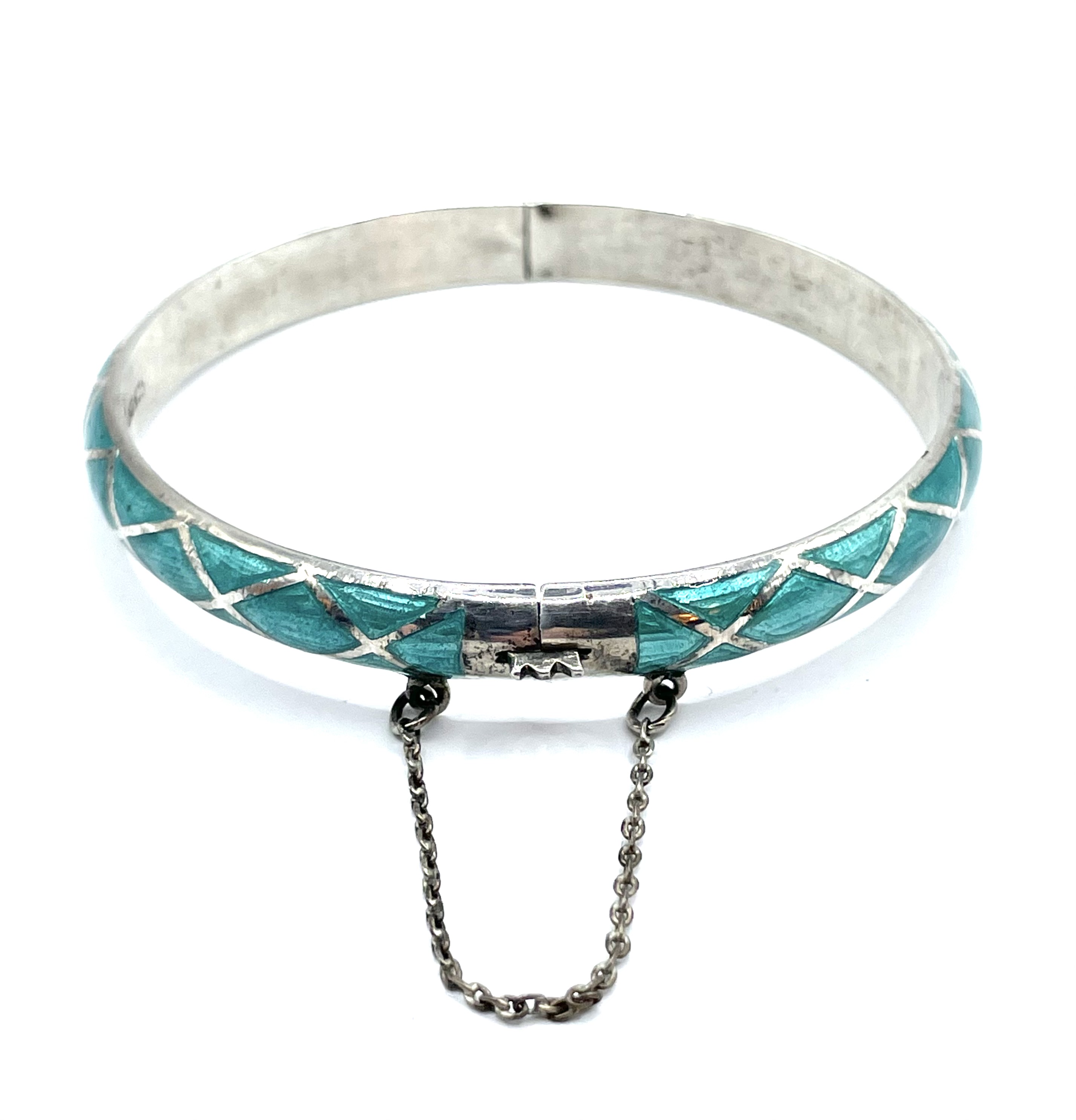 Enameled sterling silver bangle bracelet