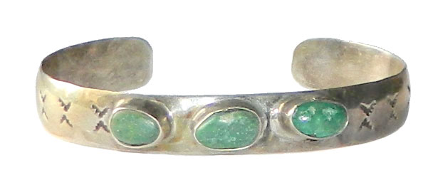 Navajo silver turquoise cuff bracelet