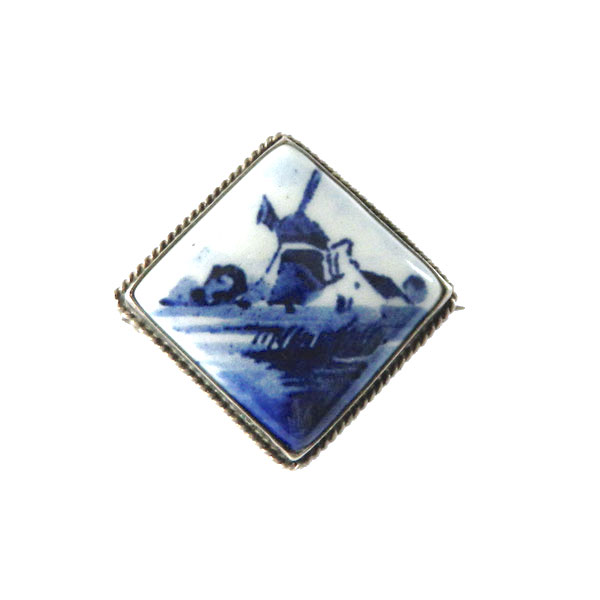 Sterling silver Delft brooch