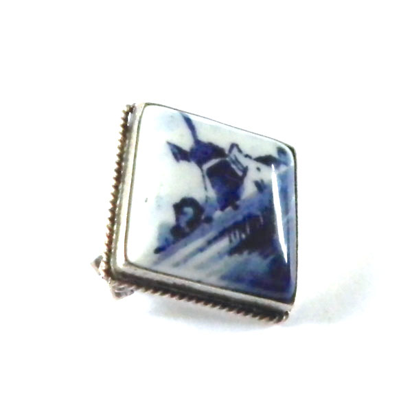 Sterling silver Delft brooch