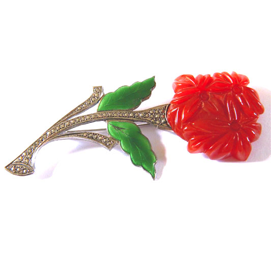 Harry Iskin enameled sterling brooch