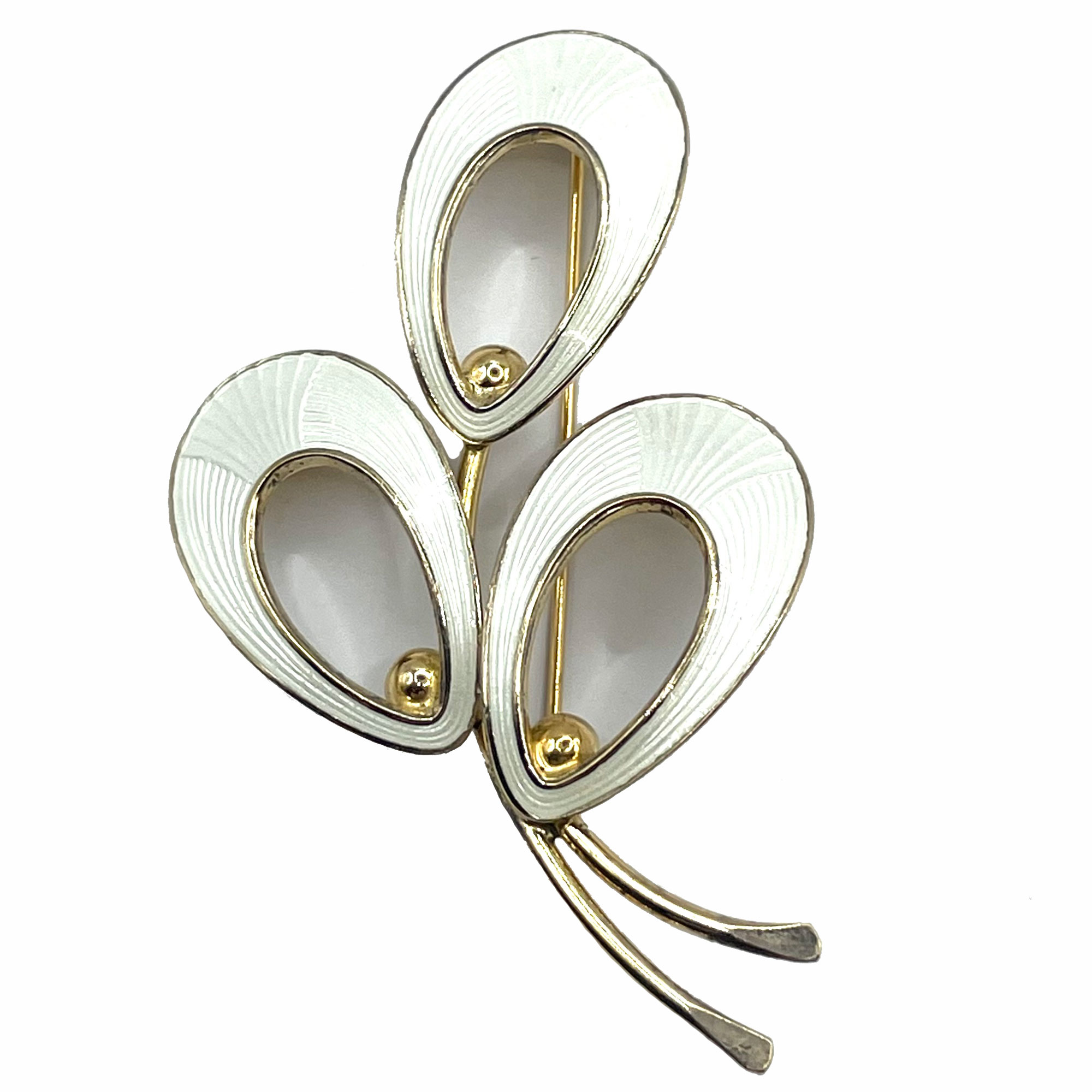 Sterling silver Guilloche enameled brooch
