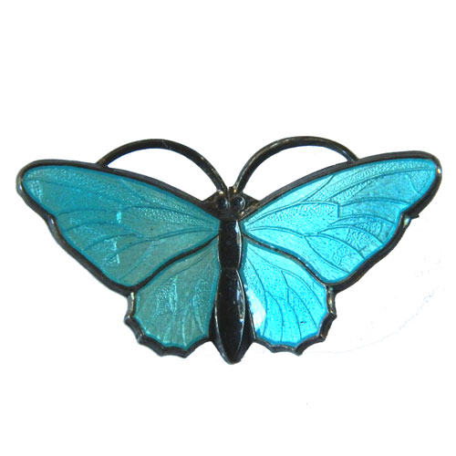 Sterling silver enameled butterfly brooch