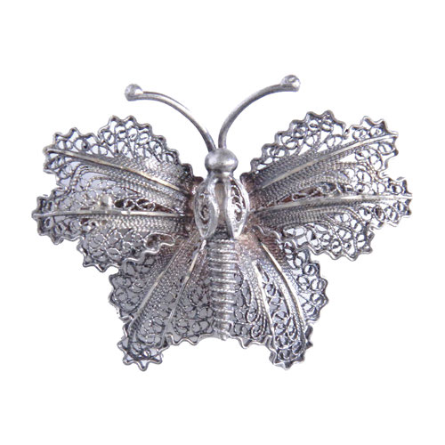 Silver butterfly brooch