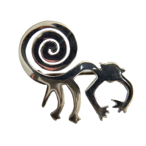 Peruvian sterling silver monkey brooch