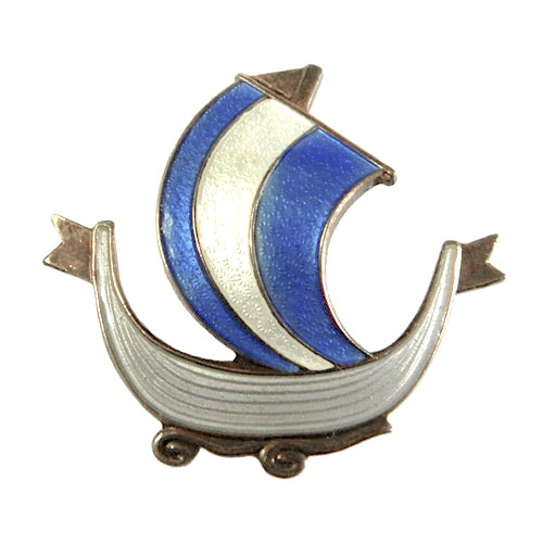 Sterling silver enameled Norwegian brooch