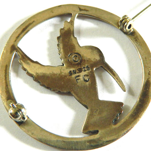 Sterling hummingbird brooch