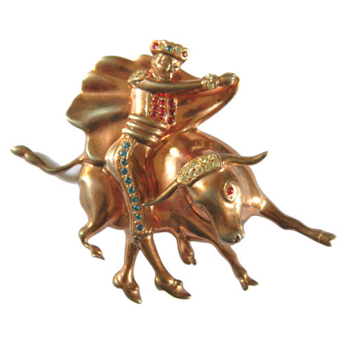 1940's sterling bullfighter brooch