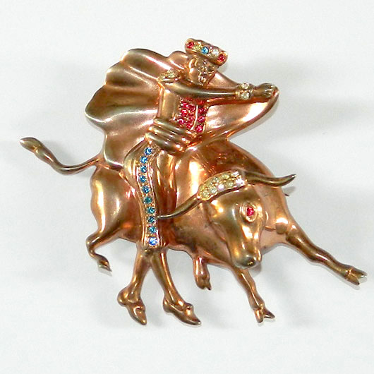 1940's sterling bullfighter brooch