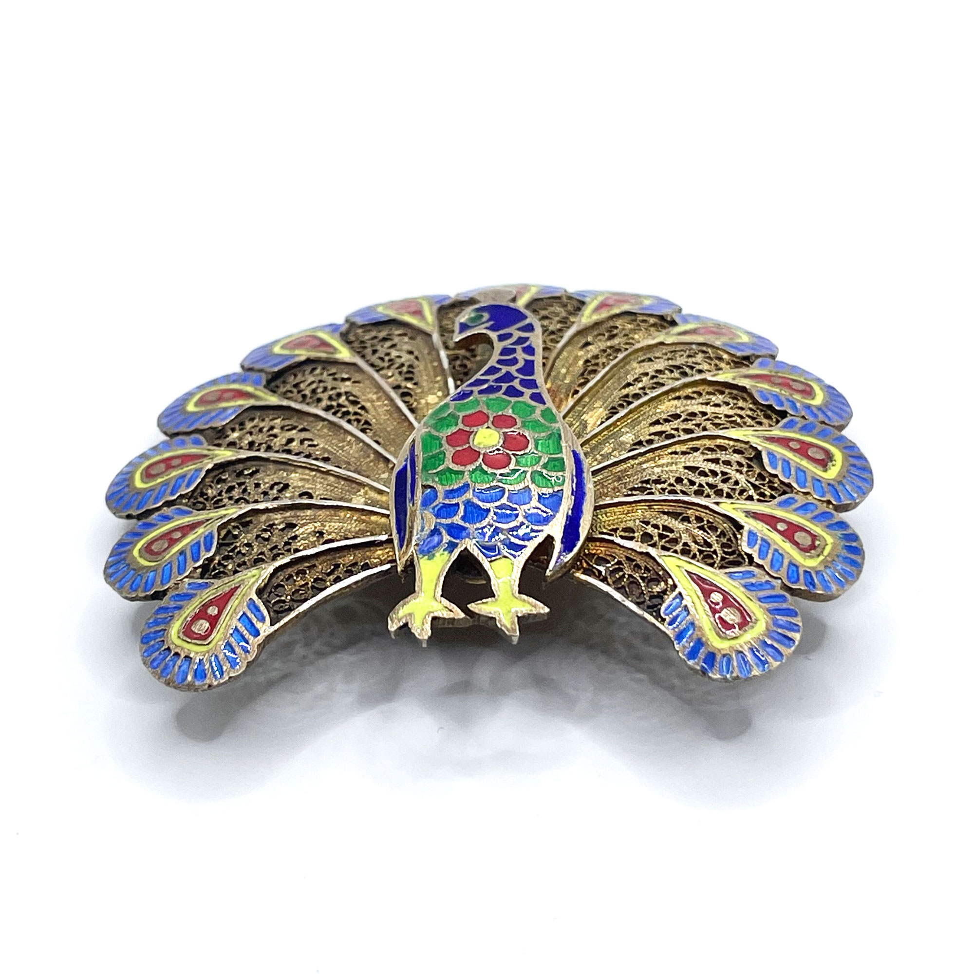 enameled bird brooch