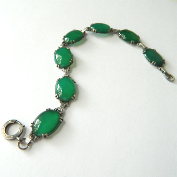 Silver chrysoprase bracelet