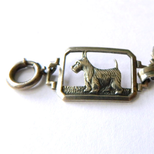 1920s sterling Scotty dog bracelet