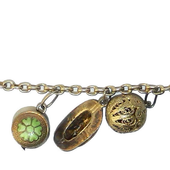 Enameled silver charm bracelet