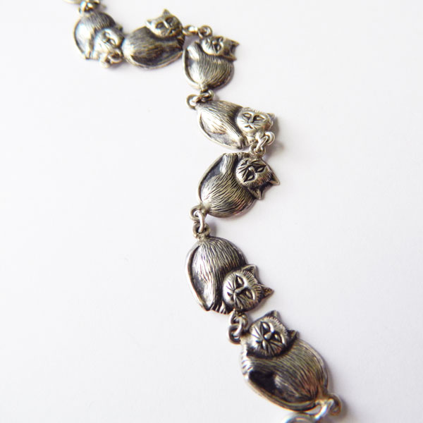 Sterling silver cat bracelet