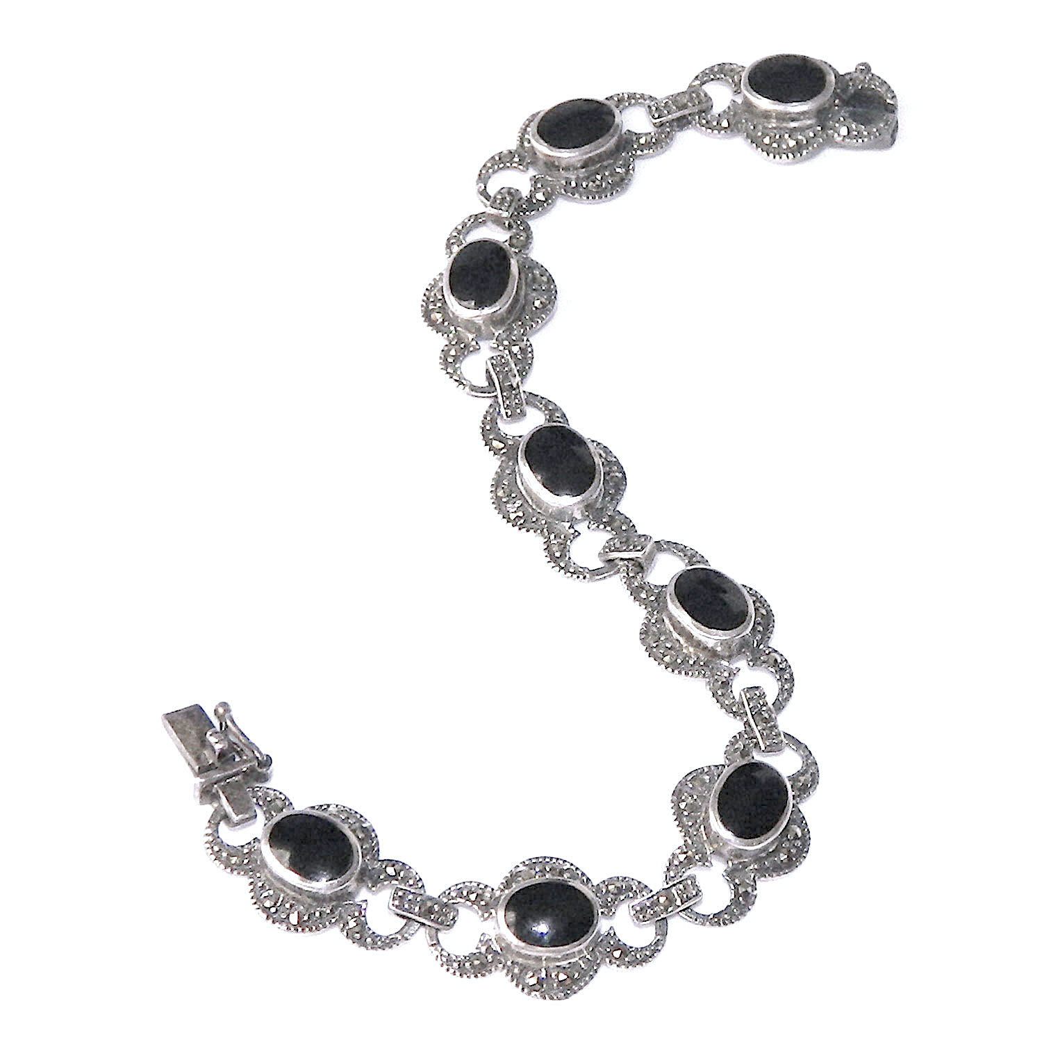 Black onyx sterling bracelet