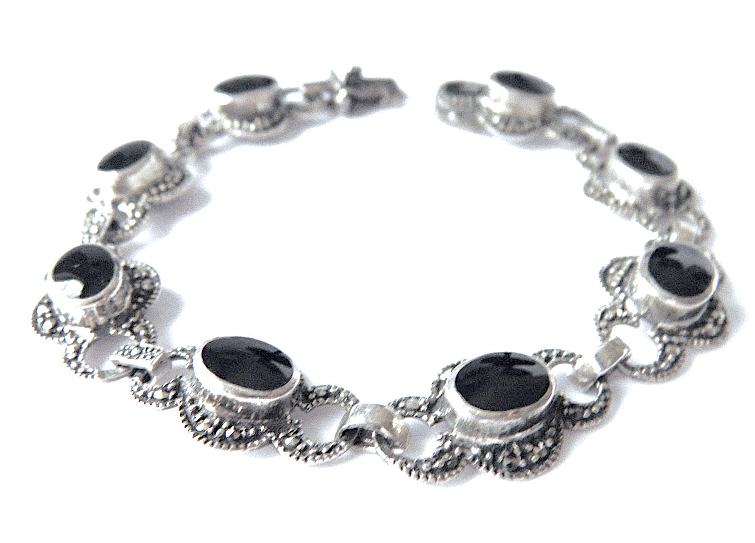 Black onyx sterling bracelet