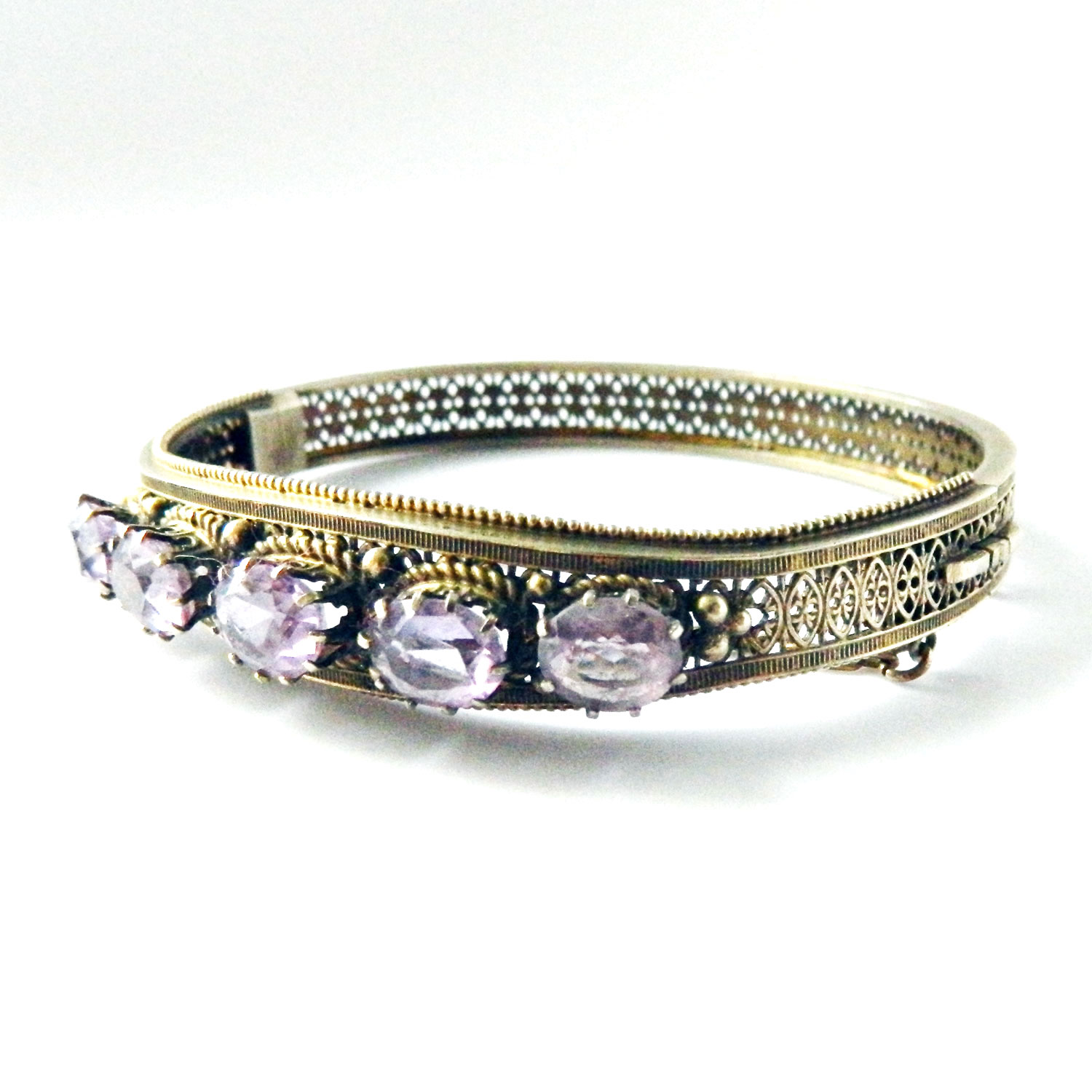 Vintage amethyst silver bracelet